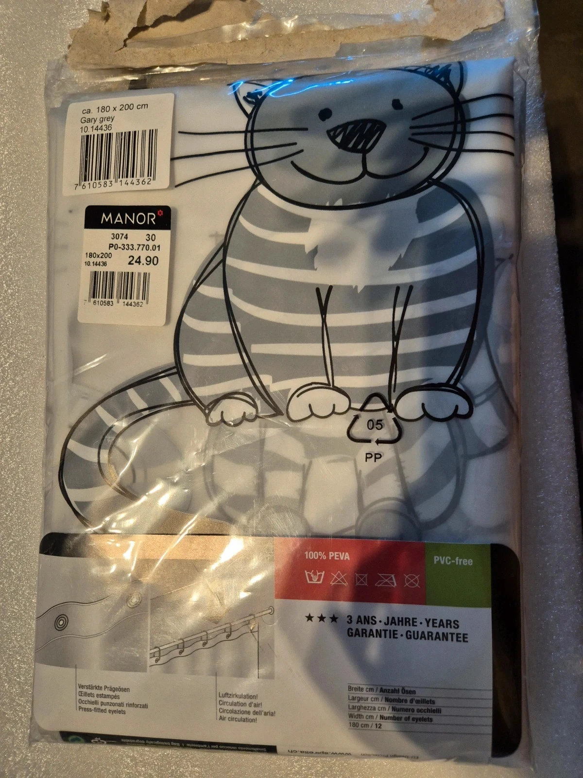 Cat print Shower curtain 200 x 180 cm PVC Free
